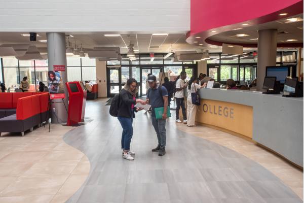 students in main lobby