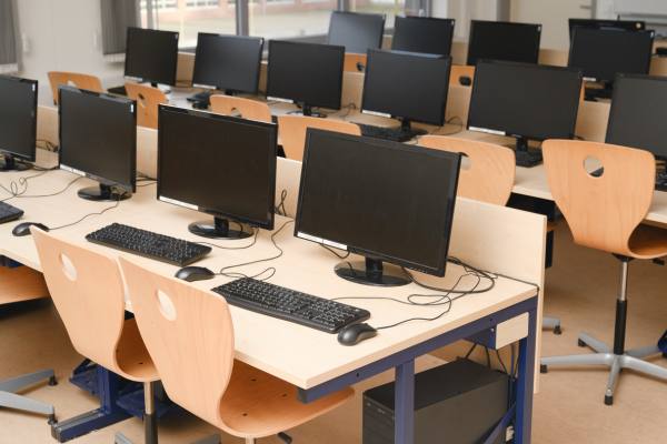 A row of computers