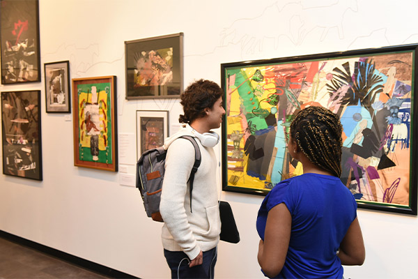 People looking at art in the art gallery