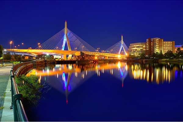 Zakim Bridge at night