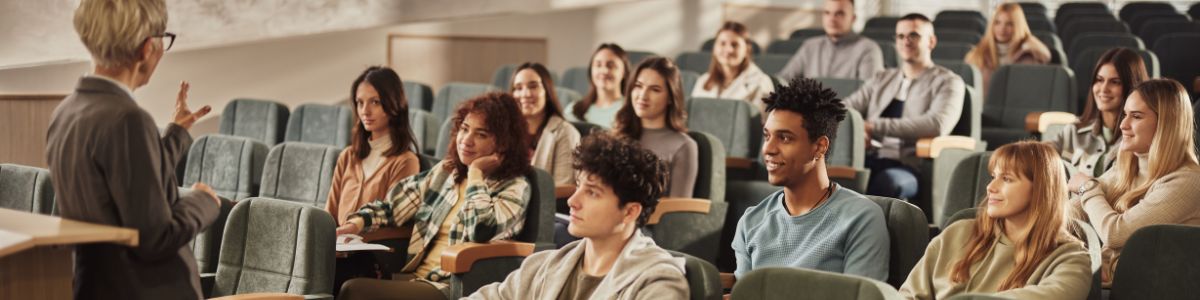 students in a college classroom 