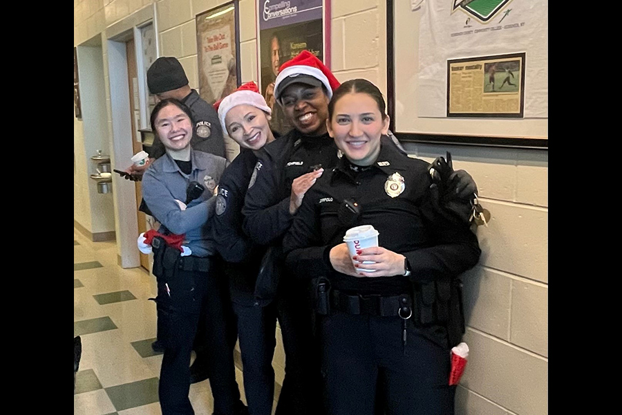 police officers in santa hats