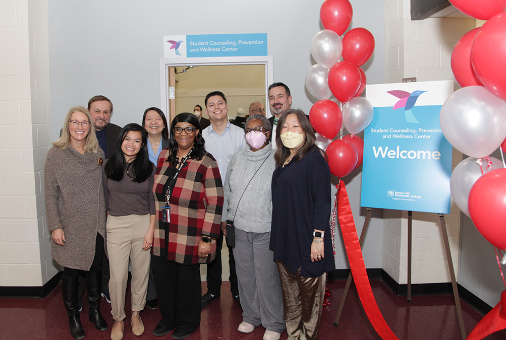 a photo of BHCC administrators at the Wellness Center ribbon cutting