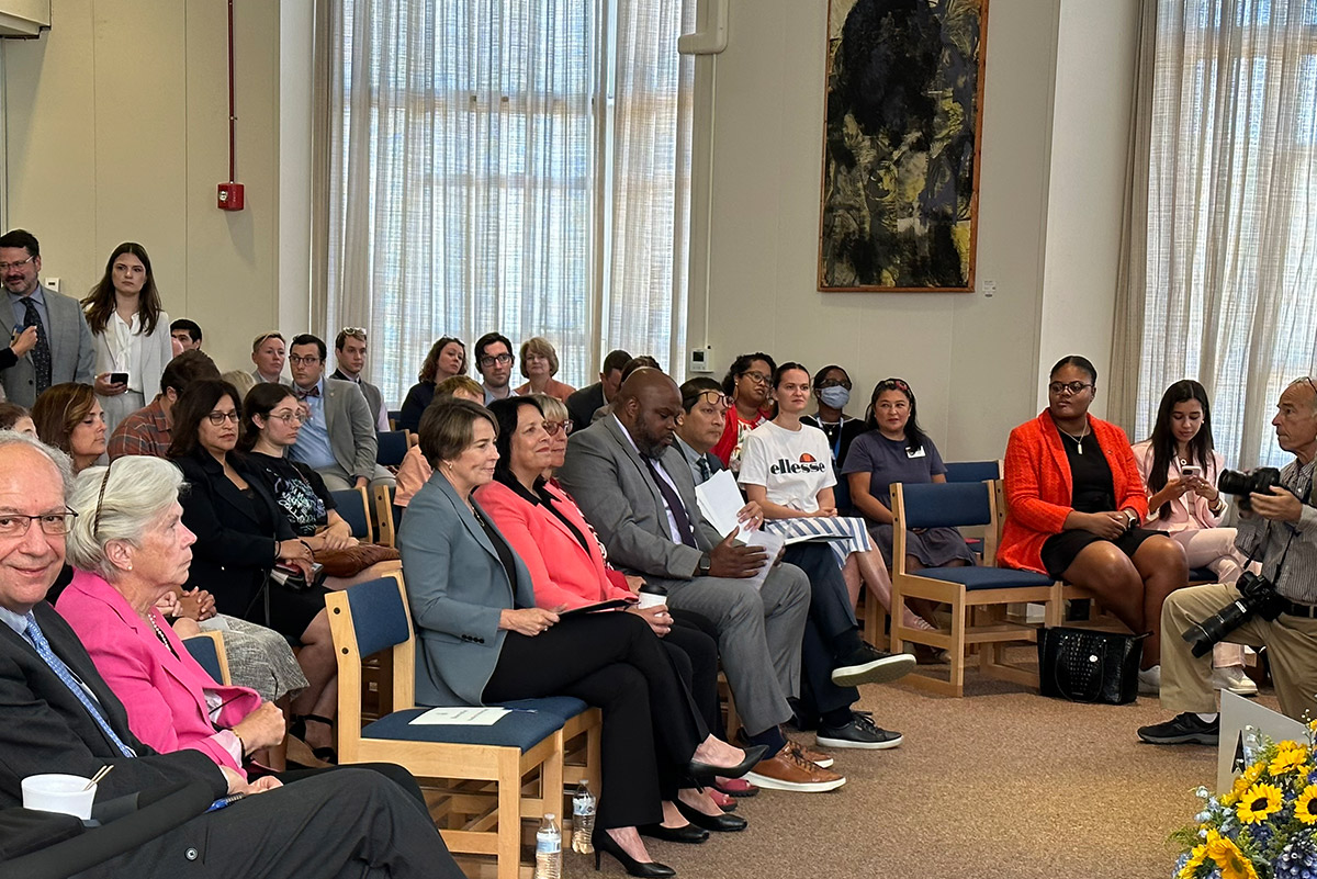 Governor Healey at the MassReconnect press conference announcement