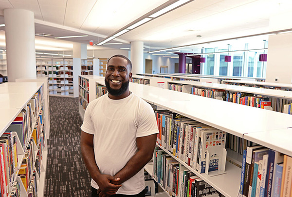 Tyrie Daniel in the BHCC Library