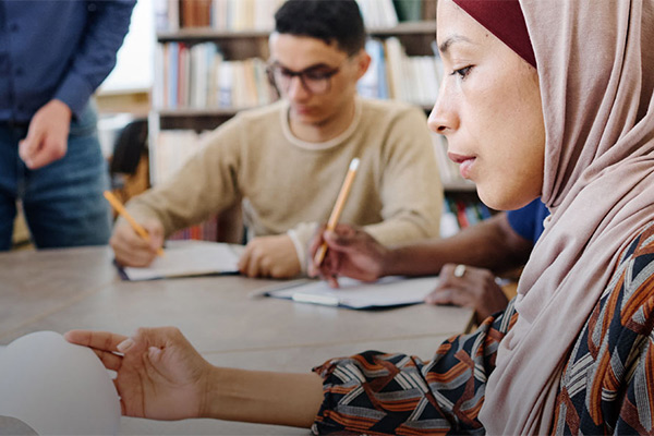 Students writing