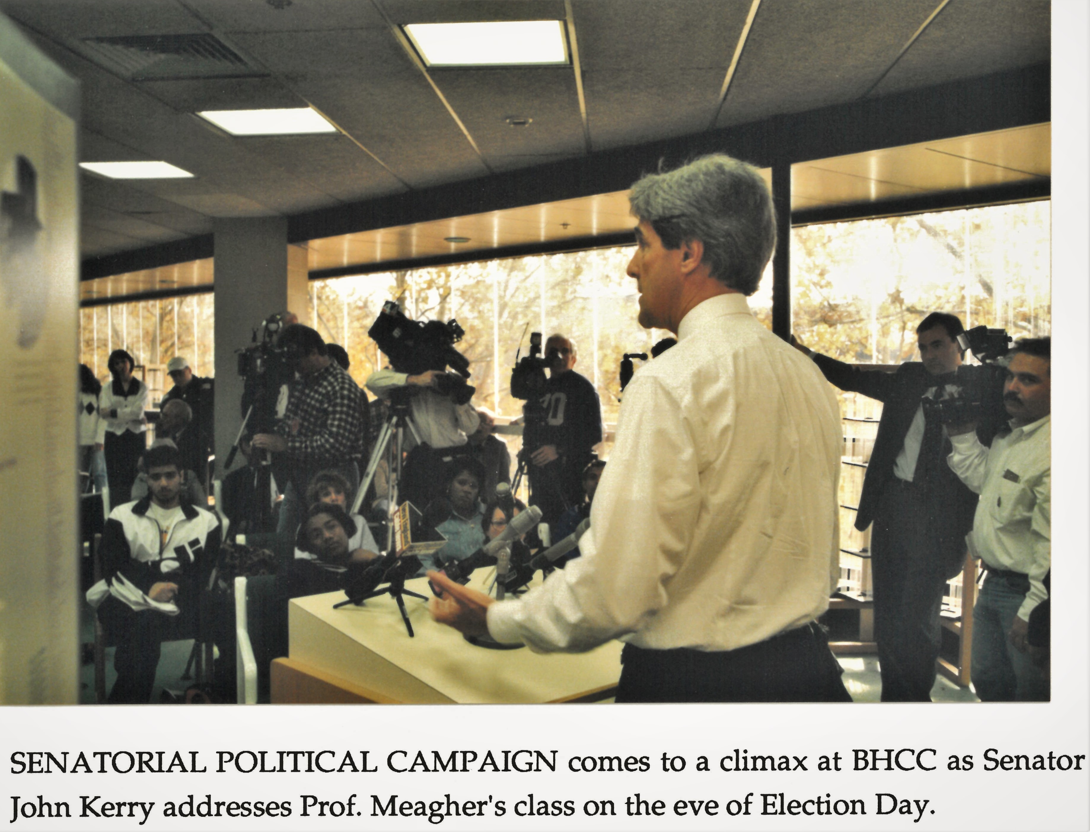 KerryCampaignSpeech_Meagher96.jpg - Senator Kerry giving a campaign speech at BHCC