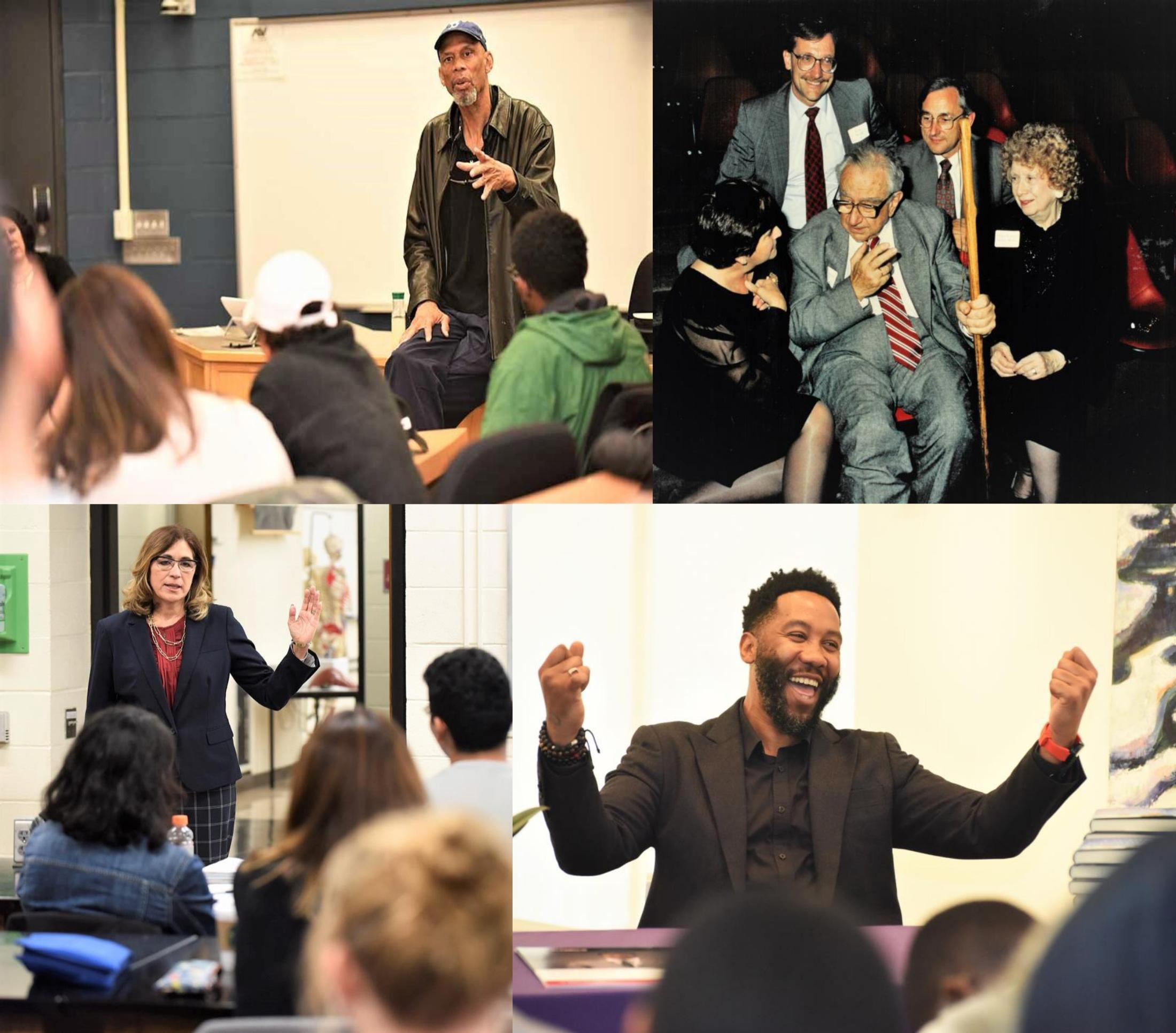 splashpage.jpg - (Top L-R) Kareem Abdul-Jabbar; Ed Teller and Dr. Olga Ferrer, President Robertson, Tom Wylie, and Bill Craft. (Bottom L-R) Lieutenant Olga Custodio, and Ndaba Mandela.