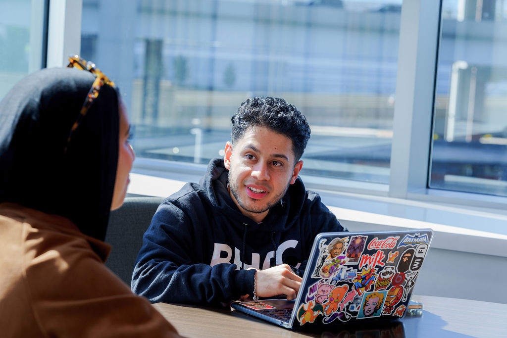 students and a laptop