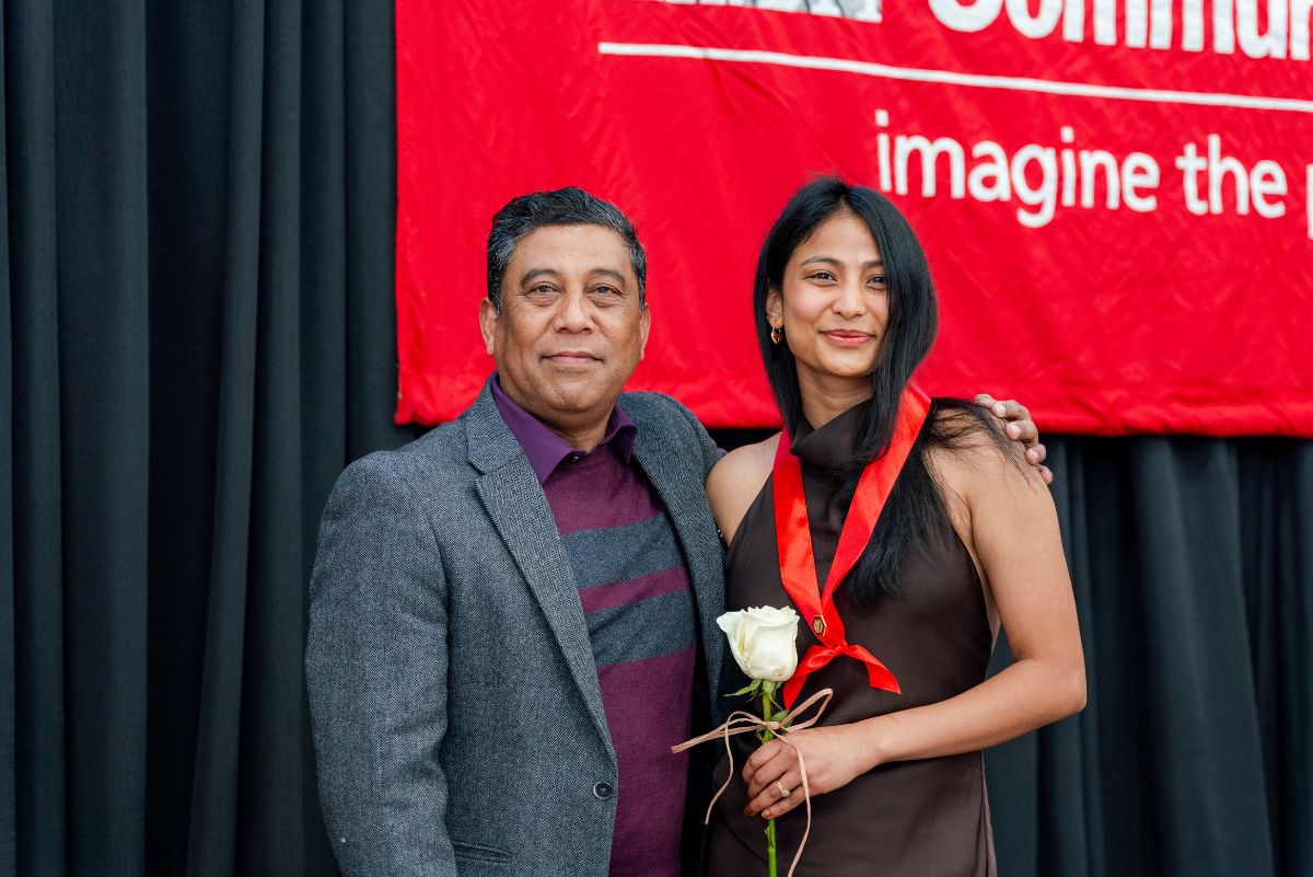 Nursing student with family