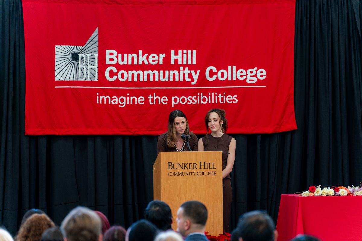 nursing students at podium