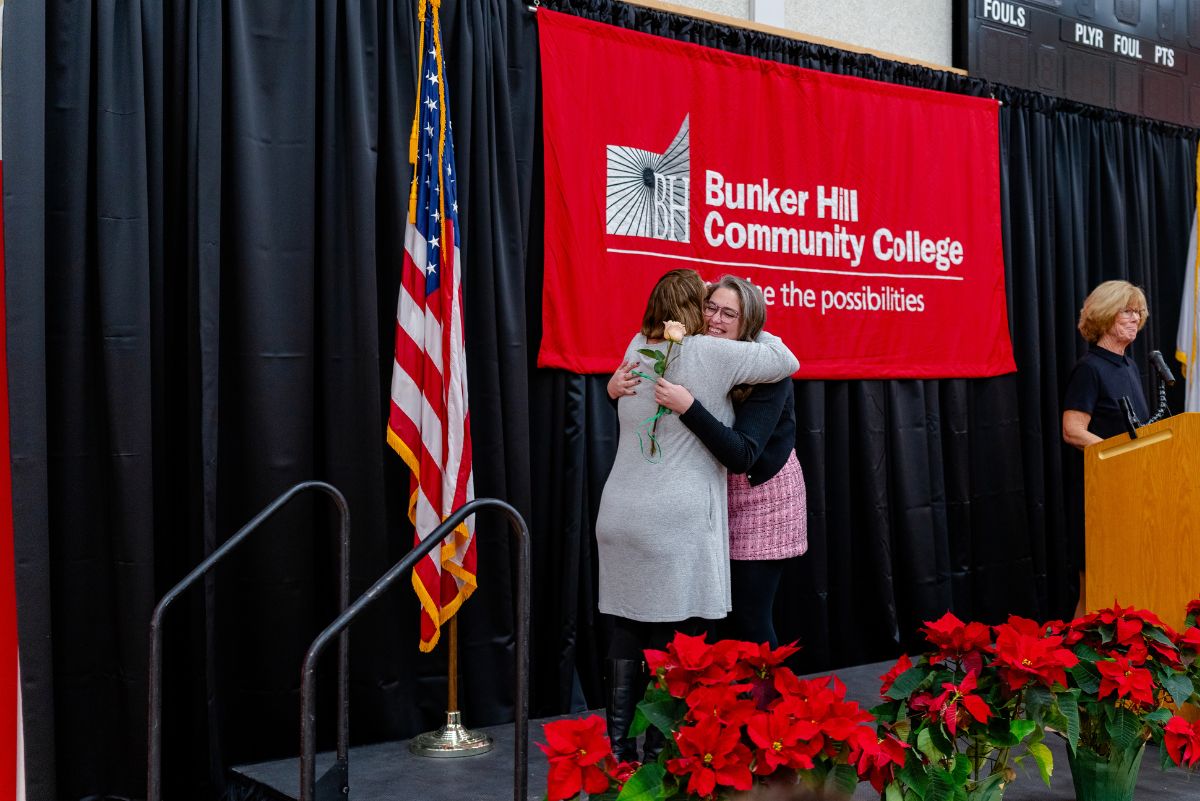 Nursing student hugging someone