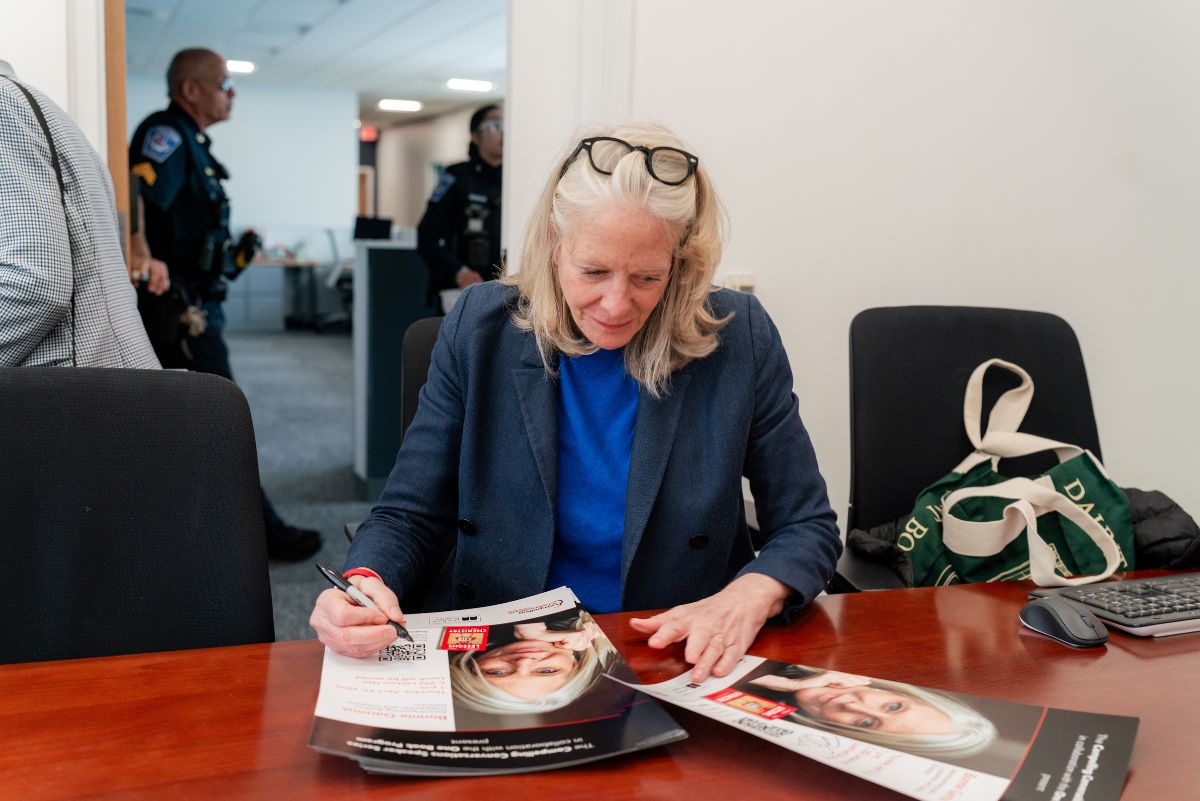 Bonnie Garmus signing poster