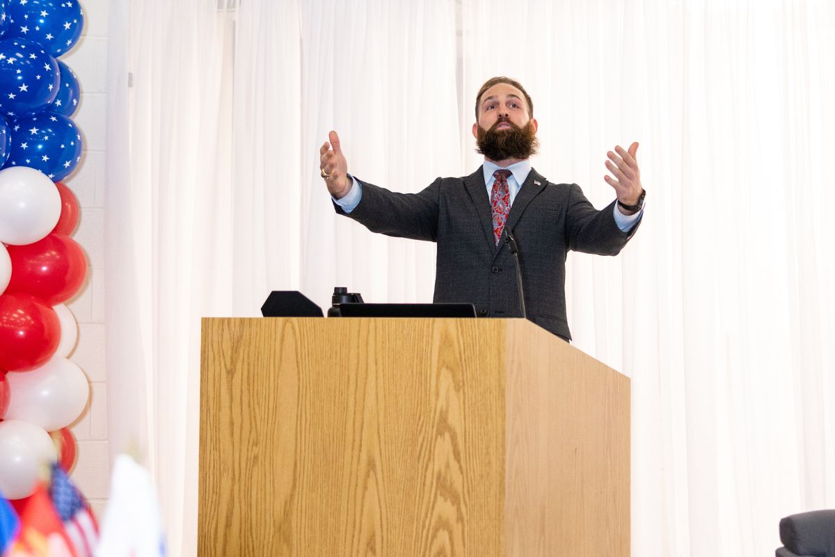 Speaker at podium