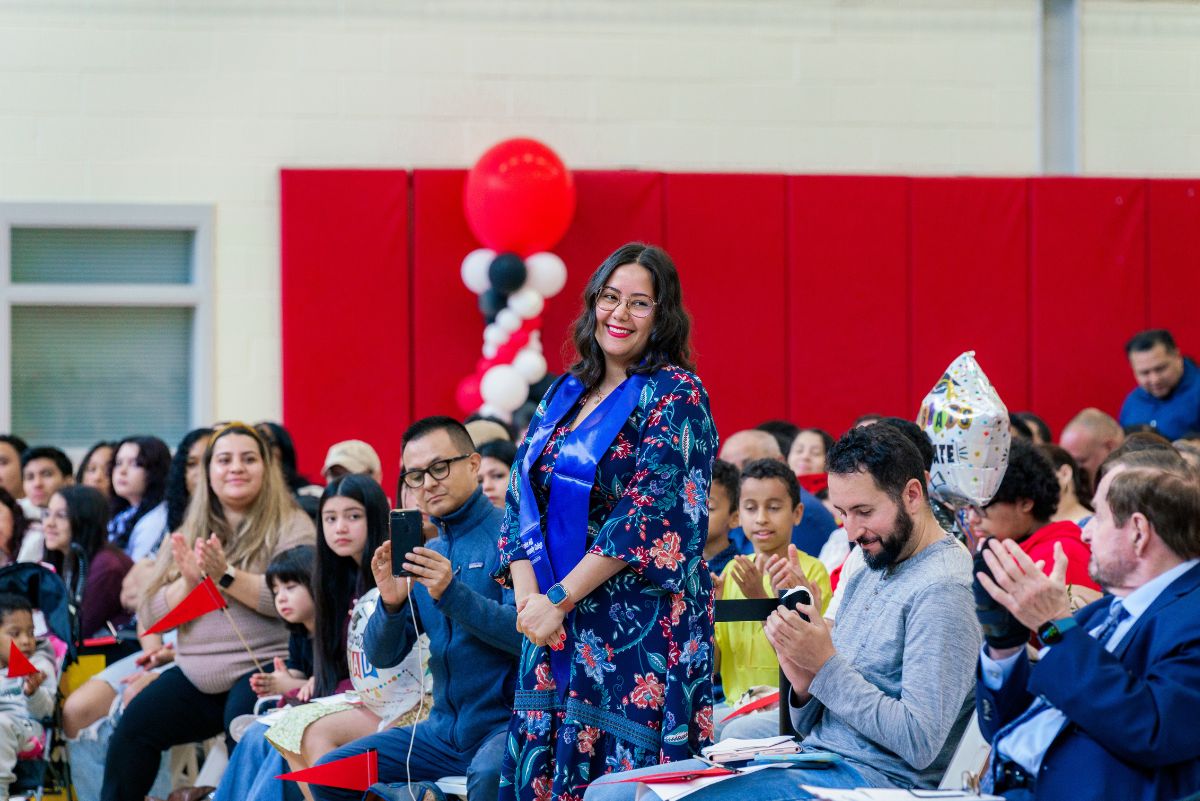 Student standing from the audience