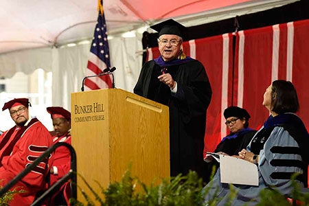 Speaker DeLo speaking to the audience at the 43rd Commencement 