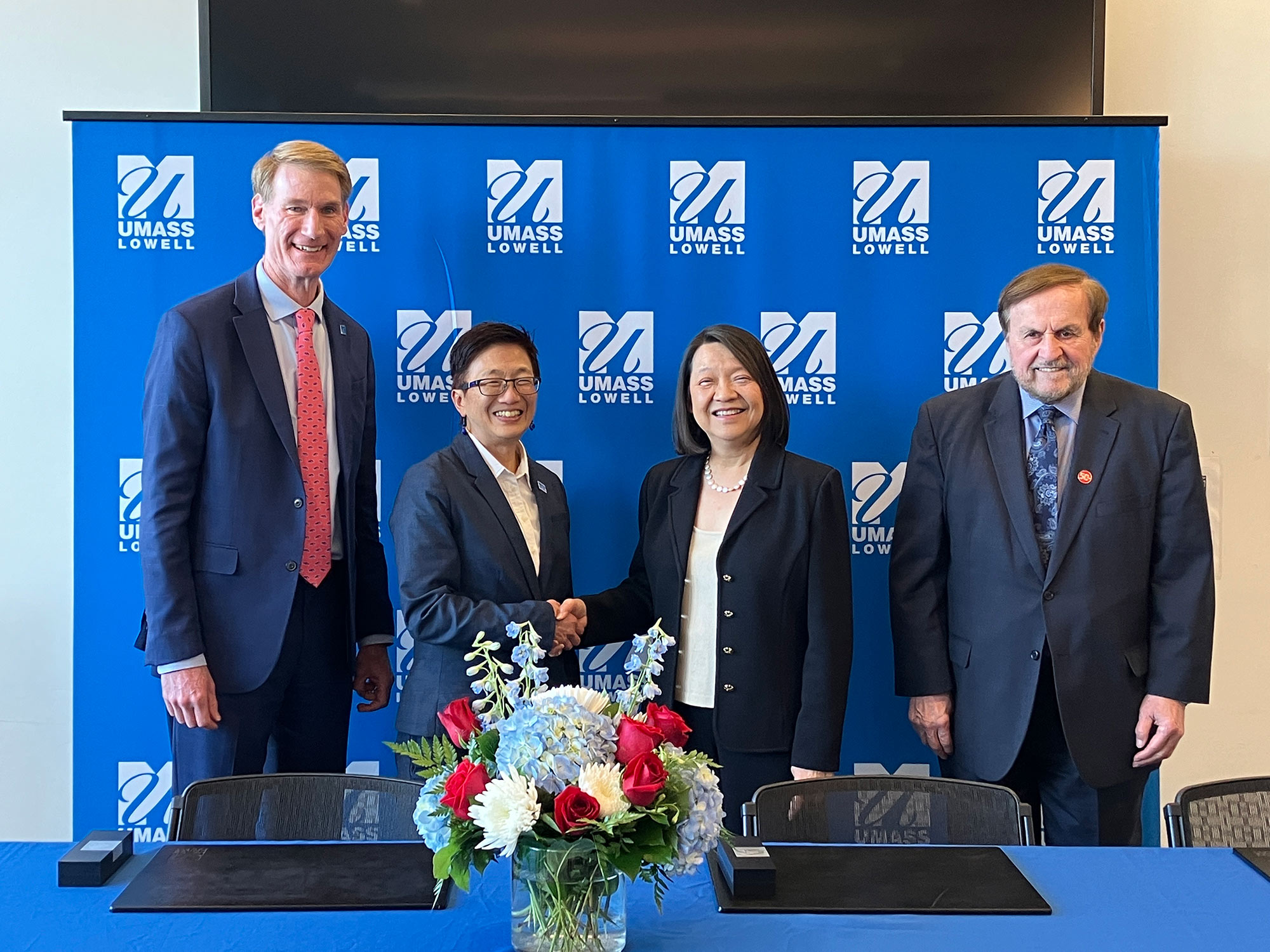 BHCC UMass Lowell Dual Admissions Agreement announcement photo with presidents