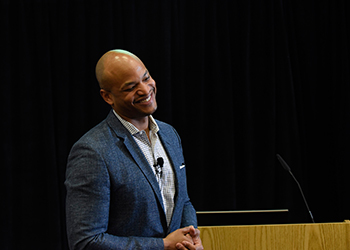 Wes Moore on stage