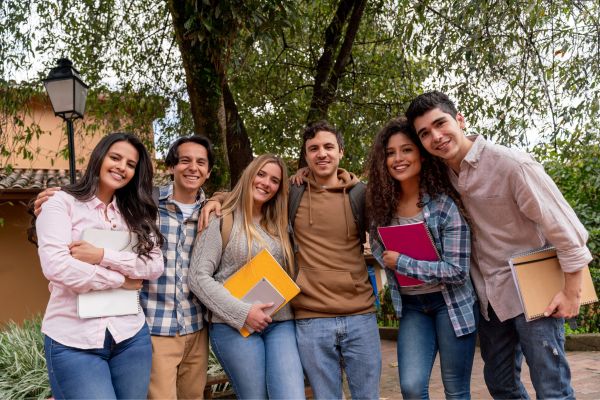 Students smiling and posing